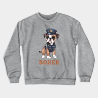 Boxer Dog in Police Uniform Crewneck Sweatshirt